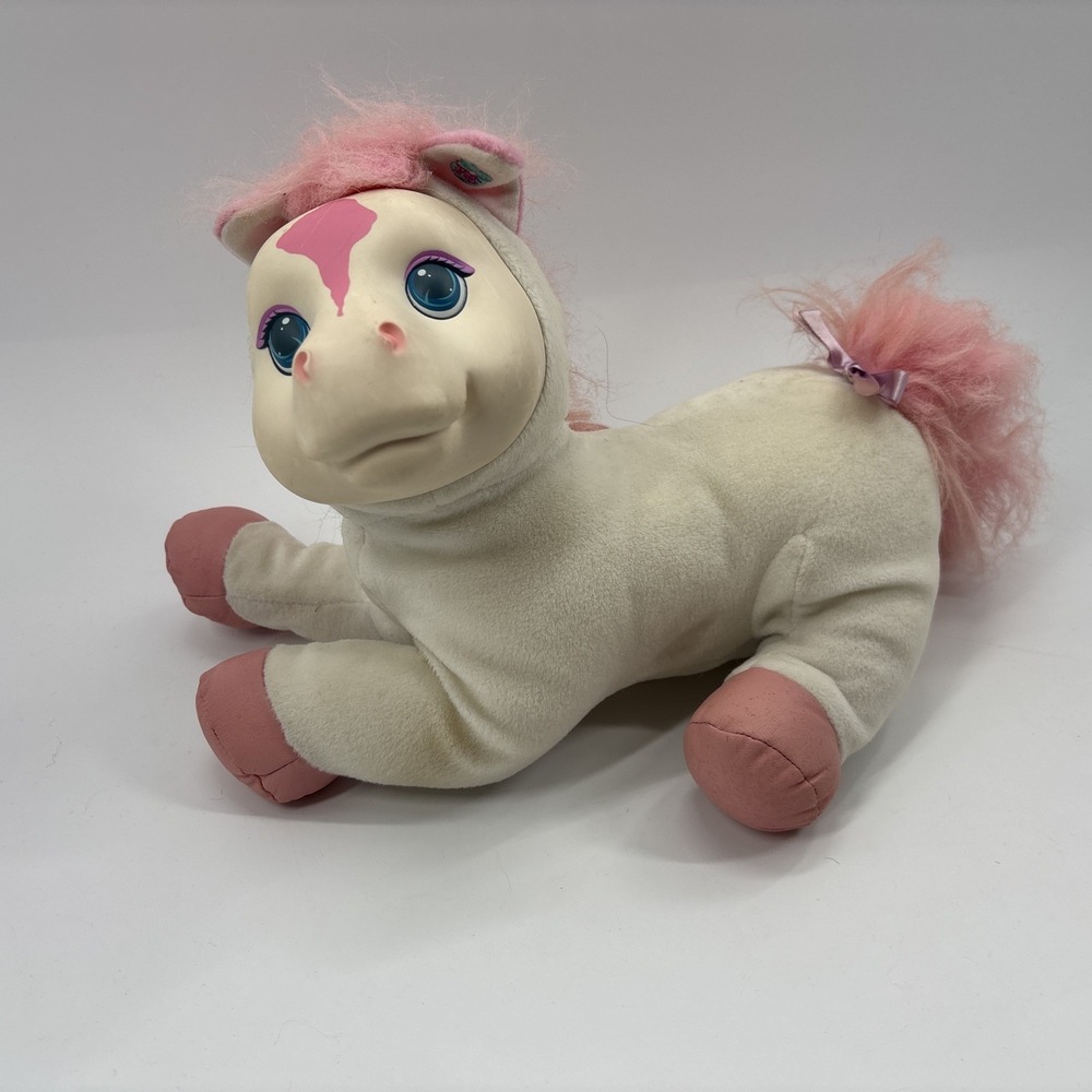 Vintage Hasbro Pony Surprise Mom + 1 Baby Foal Plush 1992 White & Pink RARE